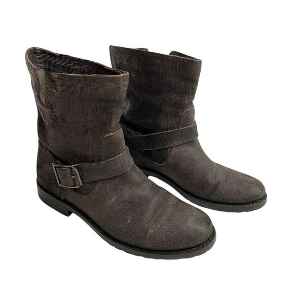 Frye Shoes - Frye Leather Boot Natalie Engineer Short Dark Grey Charcoal Boots Sz 8.5